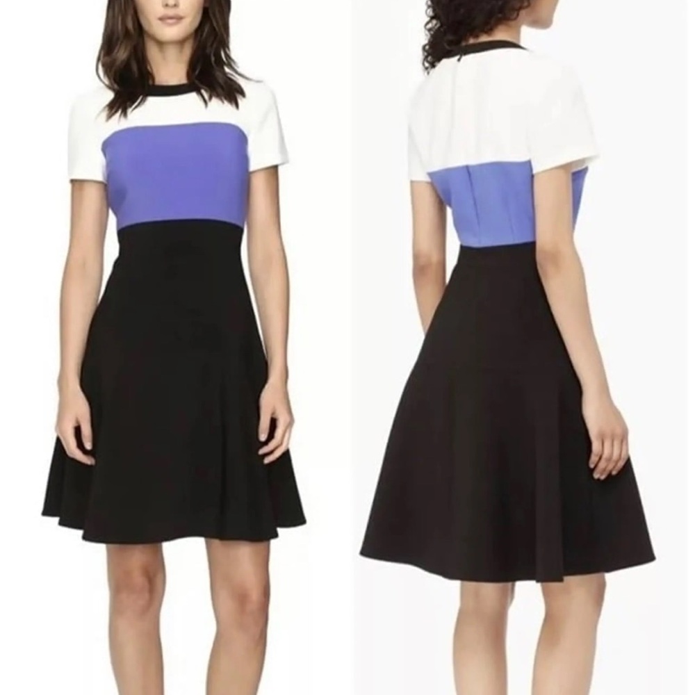 Kate Spade New York Jazz Things Up Colorblock Crepe Flip Dress Black Blue-4